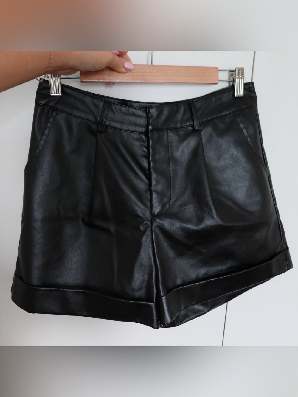 Black Faux Leather Women’s Shorts - Sleek High-Waist Style